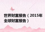 世界财富报告（2015年全球财富报告）