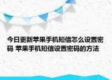 今日更新苹果手机短信怎么设置密码 苹果手机短信设置密码的方法