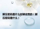 解压密码是什么时候设置的（解压密码是什么）