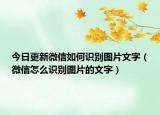 今日更新微信如何识别图片文字（微信怎么识别图片的文字）