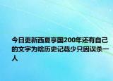 今日更新西夏享国200年还有自己的文字为啥历史记载少只因误杀一人