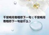 千里明月寄相思下一句（千里明月寄相思下一句是什么）