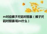 m对应裤子尺码对照表（裤子尺码对照表l和m什么）