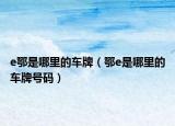 e鄂是哪里的车牌（鄂e是哪里的车牌号码）