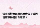 情有独钟是啥意思是什么（请问情有独钟是什么意思）