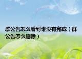 群公告怎么看到谁没有完成（群公告怎么删除）