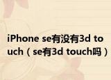iPhone se有没有3d touch（se有3d touch吗）