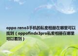 oppo reno3手机的私密相册在哪里可以找到（oppofindx3pro私密相册在哪里可以看到）