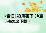 k宝证书在哪里下（k宝证书怎么下载）
