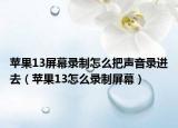 苹果13屏幕录制怎么把声音录进去（苹果13怎么录制屏幕）