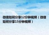 微信如何分享12分钟视频（微信如何分享15分钟视频）