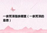 一亲芳泽指亲哪里（一亲芳泽的意思）