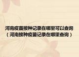 河南疫苗接种记录在哪里可以查询（河南接种疫苗记录在哪里查询）