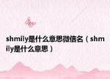 shmily是什么意思微信名（shmily是什么意思）