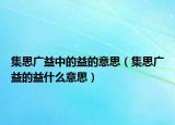集思广益中的益的意思（集思广益的益什么意思）