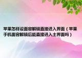 苹果怎样设面容解锁直接进入界面（苹果手机面容解锁后能直接进入主界面吗）