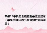 苹果13手机怎么设置剩余流量显示（苹果手机13怎么在通知栏显示流量）