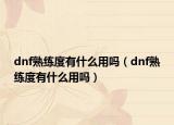 dnf熟练度有什么用吗（dnf熟练度有什么用吗）