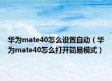 华为mate40怎么设置自动（华为mate40怎么打开简易模式）