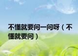 不懂就要问一问呀（不懂就要问）