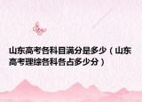 山东高考各科目满分是多少（山东高考理综各科各占多少分）