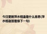 今日更新萍水相逢是什么意思(萍水相逢皆是缘下一句)
