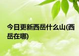 今日更新西岳什么山(西岳在哪)