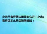 小米八青春版应用锁怎么开（小米8青春版怎么开启锁屏通知）