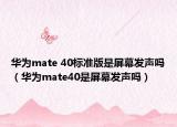华为mate 40标准版是屏幕发声吗（华为mate40是屏幕发声吗）
