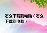 怎么下载到电脑（怎么下载到电脑）