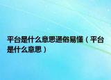 平台是什么意思通俗易懂（平台是什么意思）