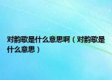 对韵歌是什么意思啊（对韵歌是什么意思）