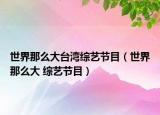 世界那么大台湾综艺节目（世界那么大 综艺节目）