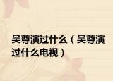 吴尊演过什么（吴尊演过什么电视）