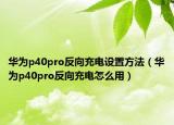 华为p40pro反向充电设置方法（华为p40pro反向充电怎么用）