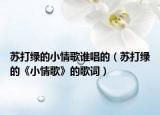 苏打绿的小情歌谁唱的（苏打绿的《小情歌》的歌词）