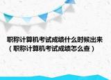 职称计算机考试成绩什么时候出来（职称计算机考试成绩怎么查）