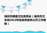 湖州市健康卫生委员会（湖州市卫生局2013年度政府信息公开工作报告）