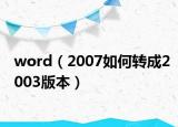 word（2007如何转成2003版本）