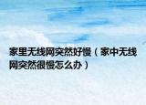 家里无线网突然好慢（家中无线网突然很慢怎么办）