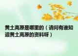 黄土高原是哪里的（请问有谁知道黄土高原的资料呀）