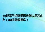 qq泄露手机验证码给别人后怎么办（qq泄露数据库）