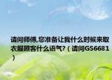 请问师傅,您准备让我什么时候来取衣服顾客什么语气?（请问GS6681）