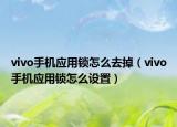 vivo手机应用锁怎么去掉（vivo手机应用锁怎么设置）