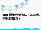 csgo鼠标宏设置方法（CSGO鼠标宏设置教程）
