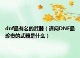 dnf最有名的武器（请问DNF最珍贵的武器是什么）