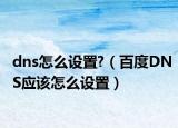 dns怎么设置?（百度DNS应该怎么设置）