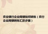 农业银行企业网银如何转账（农行企业网银转账汇款步骤）