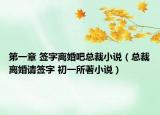 第一章 签字离婚吧总裁小说（总裁离婚请签字 初一所著小说）