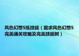 风色幻想5练技能（跪求风色幻想5完美通关攻略及完美技能树）
